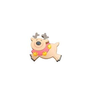 Hallmark Cards Lapel Pin Reindeer Bell Colar 2"x1.75" Vintage